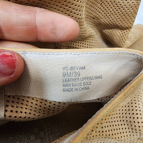 Vince Camuto Women Leather Bevina Heel Booties Size 9 Nubuk Open Toe Perforated - Picture 7 of 9